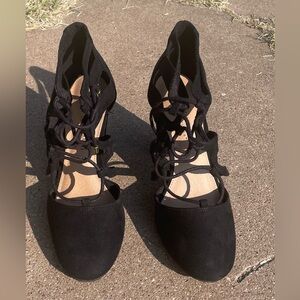 Christian Siriano Black Lace-Up Heels